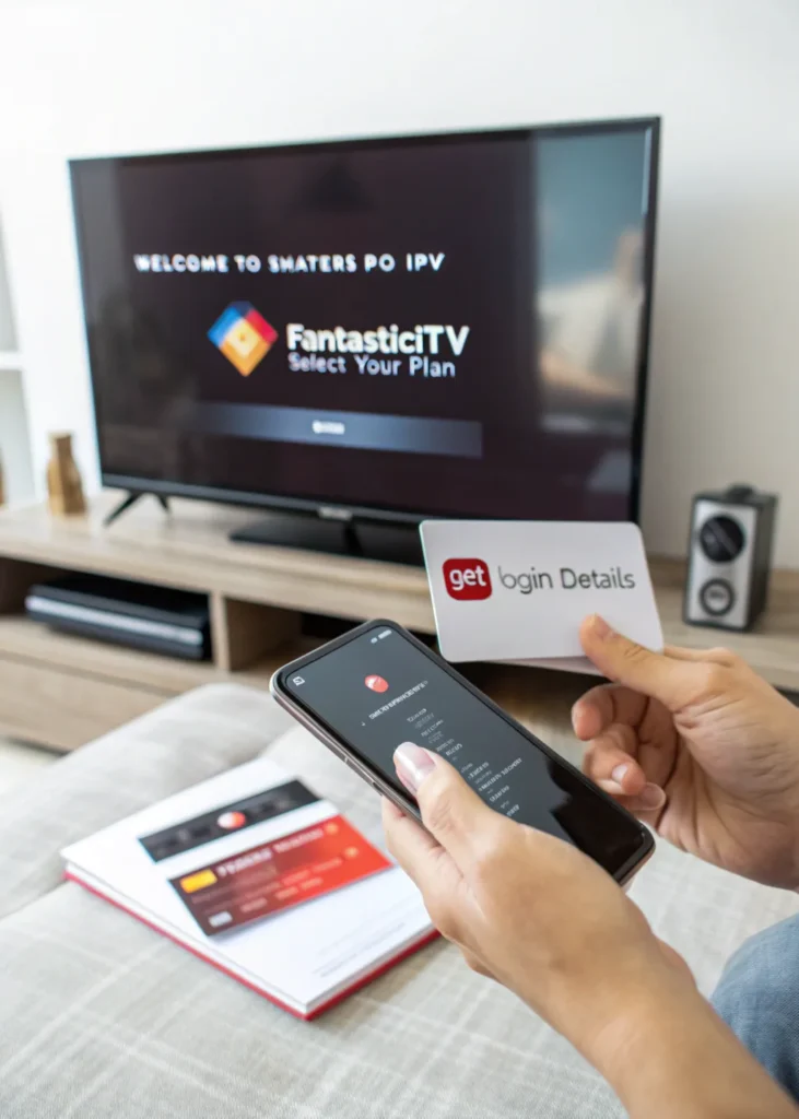 Watching IPTV on a Smart TV with popcorn and remote in hand.